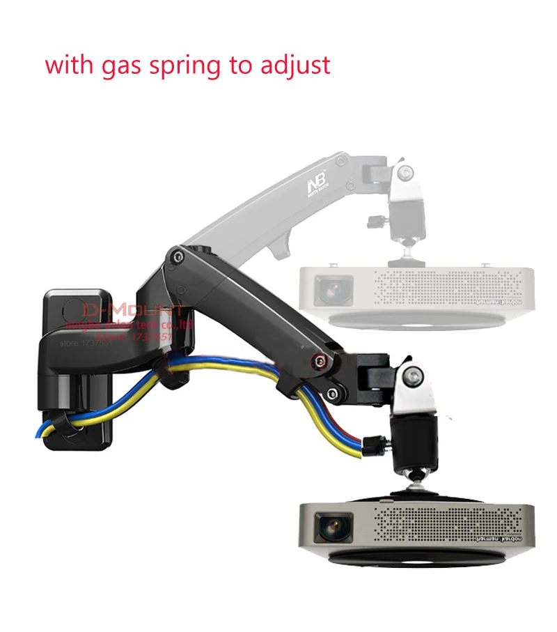 NB-F150PR-A 2-7kg Gas spring projector mount wall bracket full motion rotate aluminum with projector hook tray