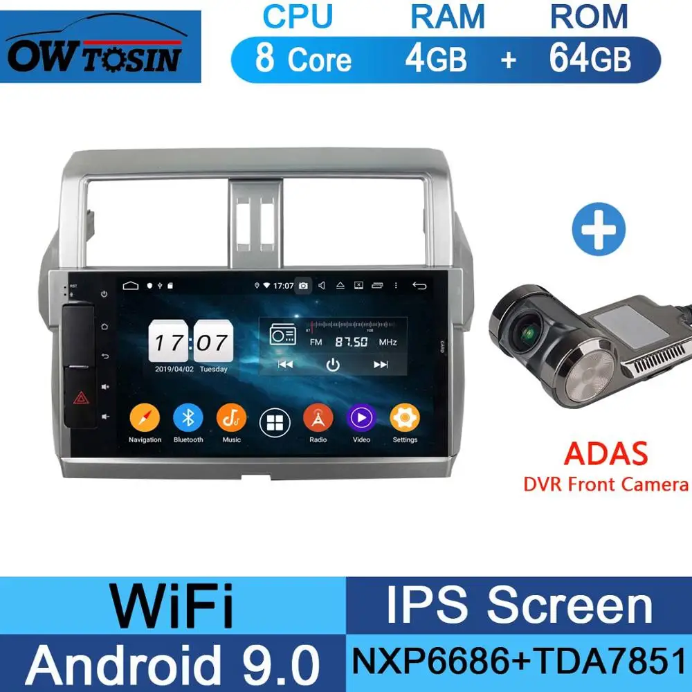 64G Adas Camera 10," ips Android 9,0 8 Core 4G+ 64G Автомобильный мультимедийный dvd-плеер для Toyota Prado LC150 150 Land Cruiser 2013- DSP CarPlay радио - Цвет: 64G Adas Camera