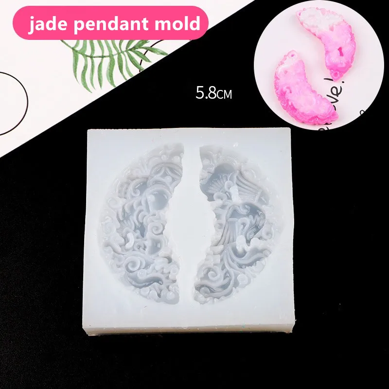 HEARTMOVE изображениями драконов и феникса Нефрита выгравированный кулон из жидкого