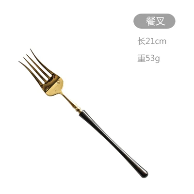 C dinner knife Ретро Черное золото 304 из нержавеющей стали столовые ножи вилка ложка металлическая посуда суп обеденная ложка нож чайная ложка Ресторан - Цвет: C dinner knife