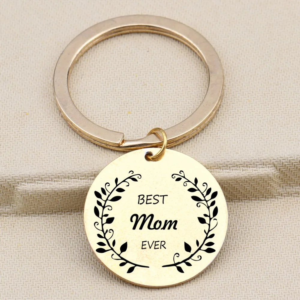 Новый брелок из нержавеющей стали с надписью Best Mom Ever цепочка для ключей листьями