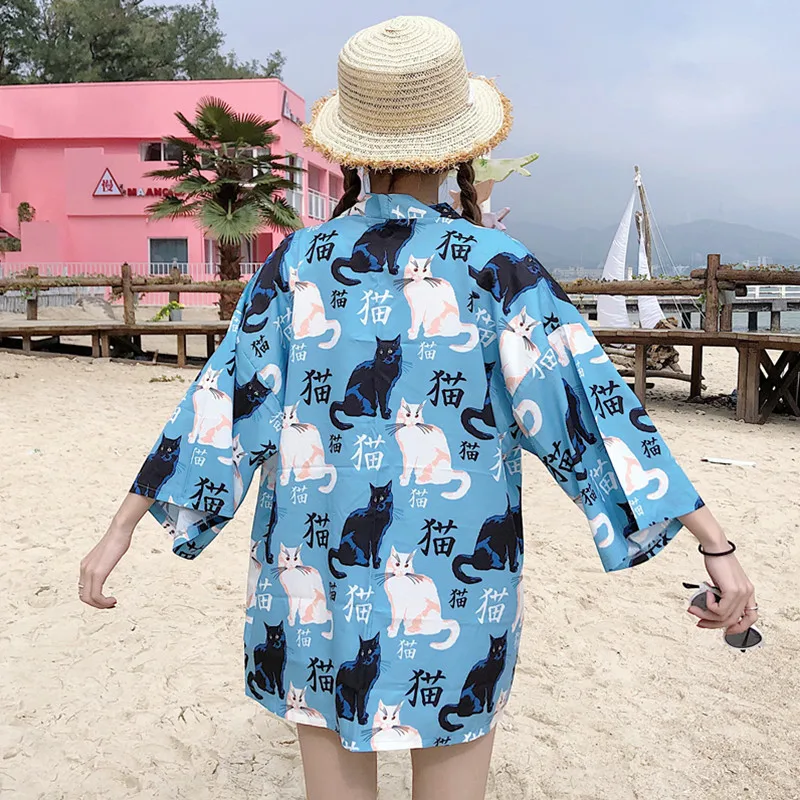 HARAJUKU digit print 2019 summer kimono cardigans feminino outerwear sun protection shirts womens (M262) |
