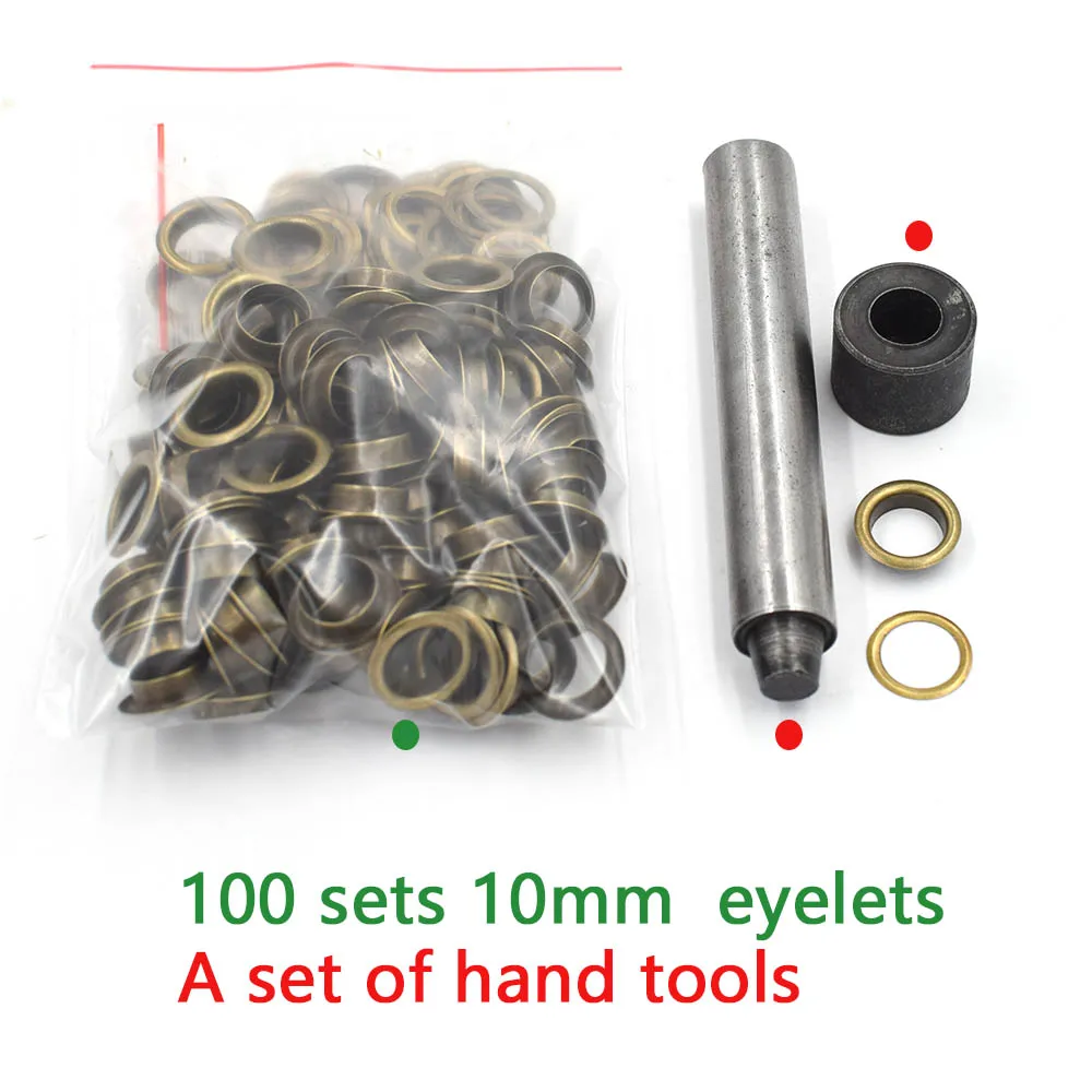eyelet and hand tool 100 шт./лот) Внутренний диаметр 10 мм люверсов. Газовый кнопки. Коробка для обуви поры. Полые заклепки. Отверстие для веревки. Металлические поры - Цвет: eyelet and hand tool