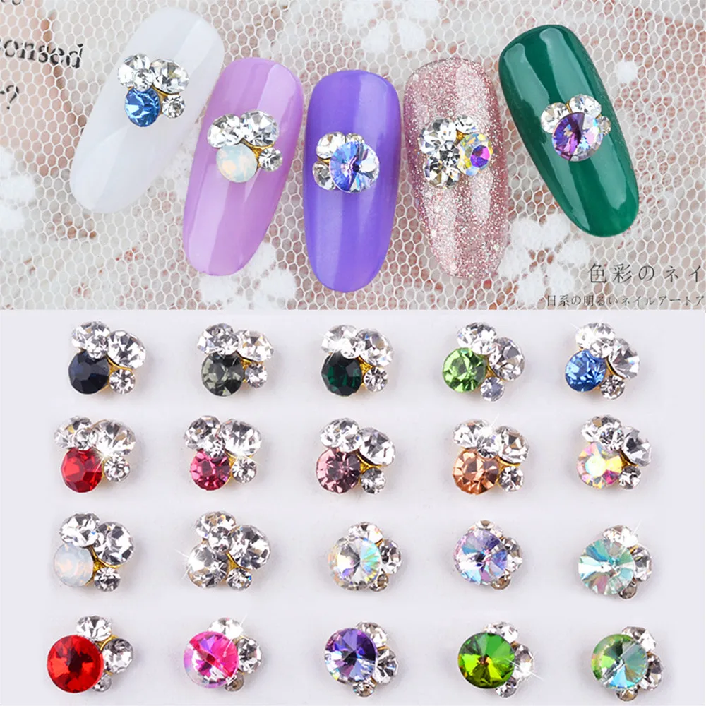 Красочные алмазные украшения из сплава для дизайна ногтей блестящие драгоценные
