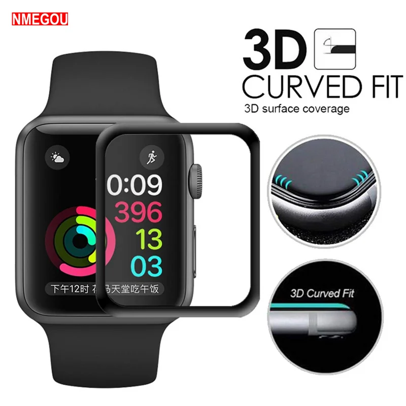 3D полное покрытие Экран протектор для Apple Watch Series 40 мм 44 Защитная пленка я смотреть