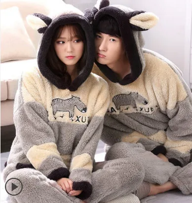 

2017 Woman/Man Cartoon Warm Winter Pajamas Sets(Pants+Suits)