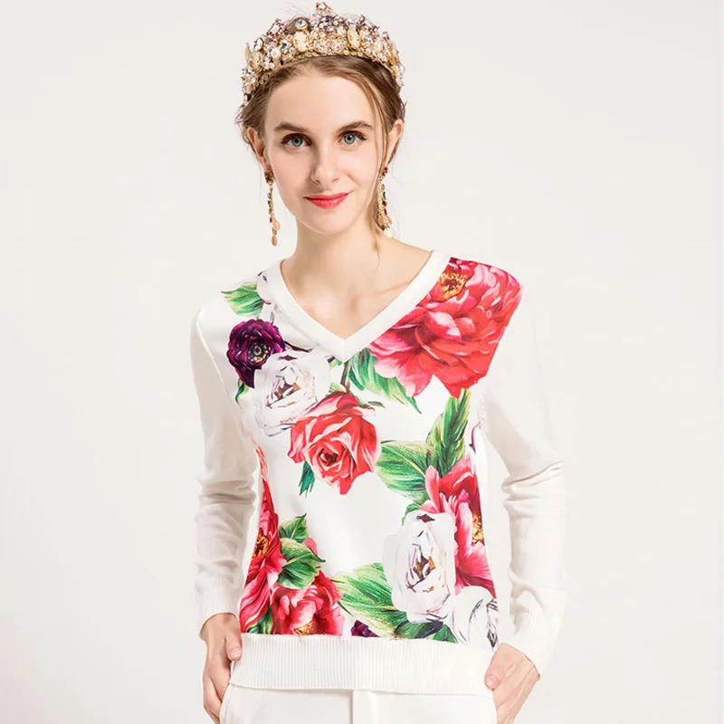 Подиумный Дизайнерский Модный женский свитер высокого качества с принтом в