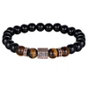 Matte Onyx Stone&Tiger Eye Combination Stitching with Cubic Zircon 5