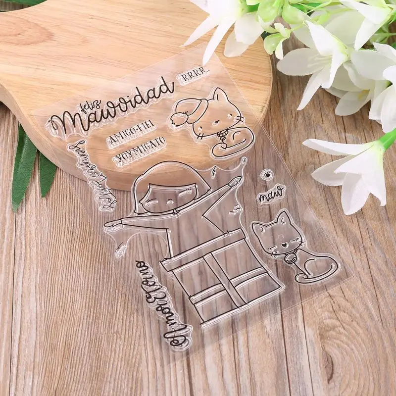 Кошка Силиконовые DIY прозрачные штампы Скрапбукинг для бумажные стикеры для украшения фотоальбома карты искусство Ремесла декор для скрапбукинга Новые штампы