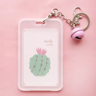 cactus Крышка карты с брелоком цепи фруктовое растение карты сумка держатель для банковской кредитной карты пластик милый мультфильм студенческий идентификатор автобуса - Цвет: cactus