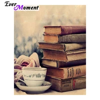 ever moment diamond painting old books cup of tea diamond embroidery relax reading time craft decoration for study room asf953