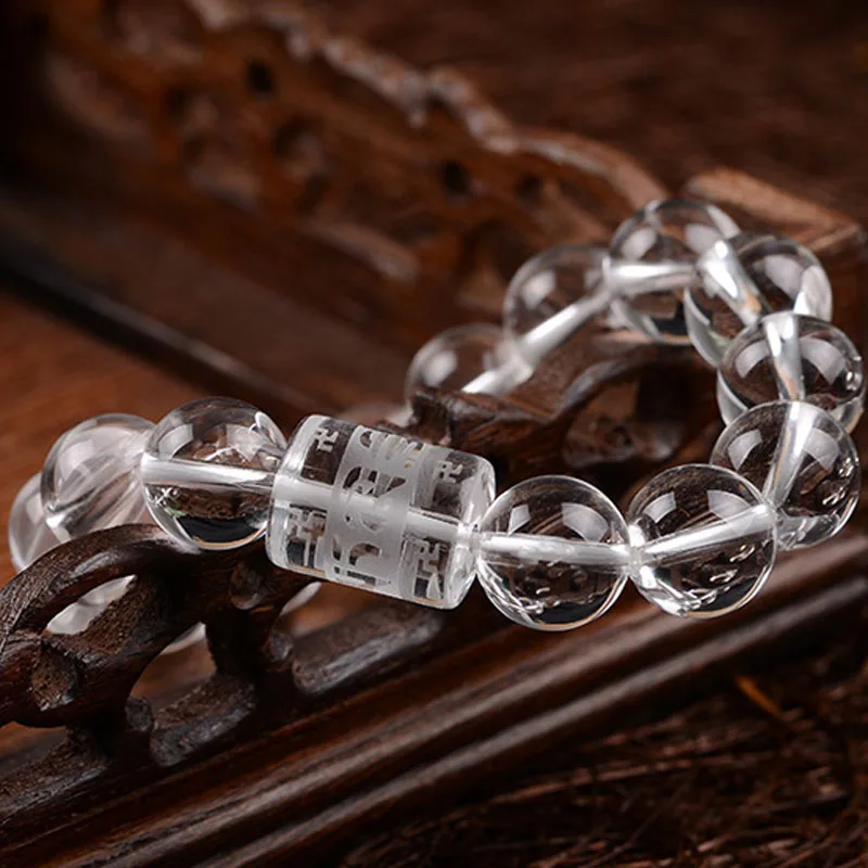 Браслет KYSZDL с натуральными белыми кристаллами и круглыми бусинами для мужчин