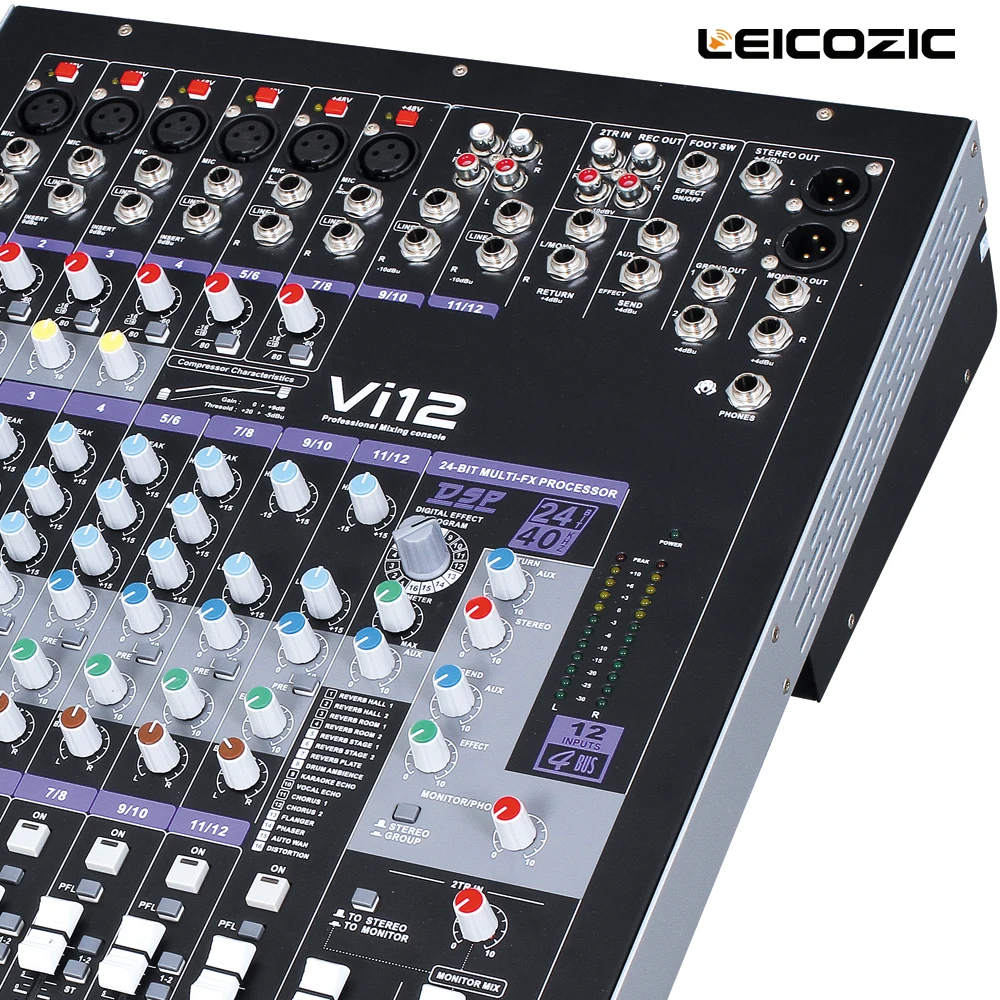 Leicozic Vi12 профессиональный звуковой микшер 12 каналов микшерный пульт сценический церковный микшер de аудио Цифровое Оборудование студии звукозаписи