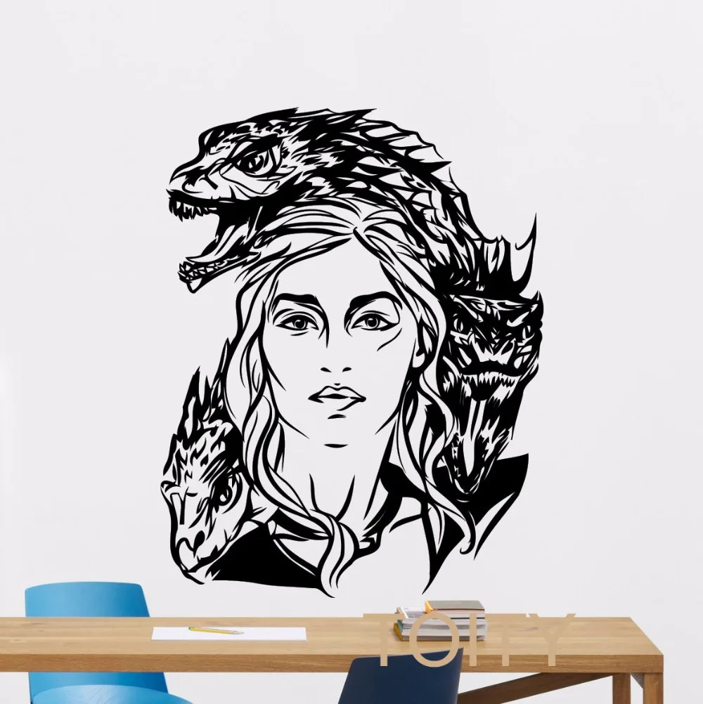 Daenerys Targaryen стикер на стену Khaleesi мать драконов виниловая наклейка Игра престолов