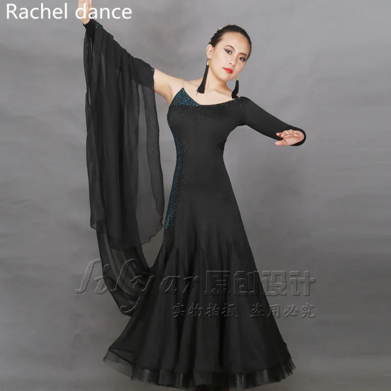 Стандартное бальное платье для женщин с длинным рукавом на плече Сальса Танго