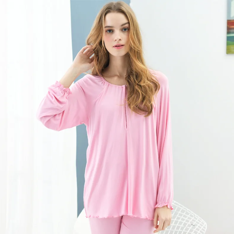 

Summer 2019 New Maternal Wear Manufacturer Large Nursing Modal Suit Home Pyjamas Moonwear