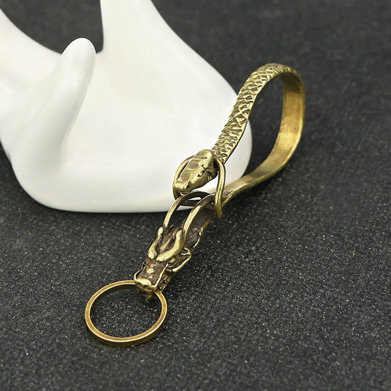 Dragon Horse Snake Ретро латунный Дракон лошадь Голова змея тело брелоки Креативные аксессуары ручной работы медный брелок мужские автомобильные брелоки - Цвет: Dragon Horse Snake
