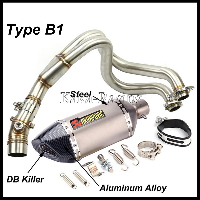 Motorcycle System Exhaust Muffler Header Link Pipe with Akrapovic Exhaust Tail Tip for Kawasaki ER6N ER6F NINJA 650R 2012 - Цвет: Type B1