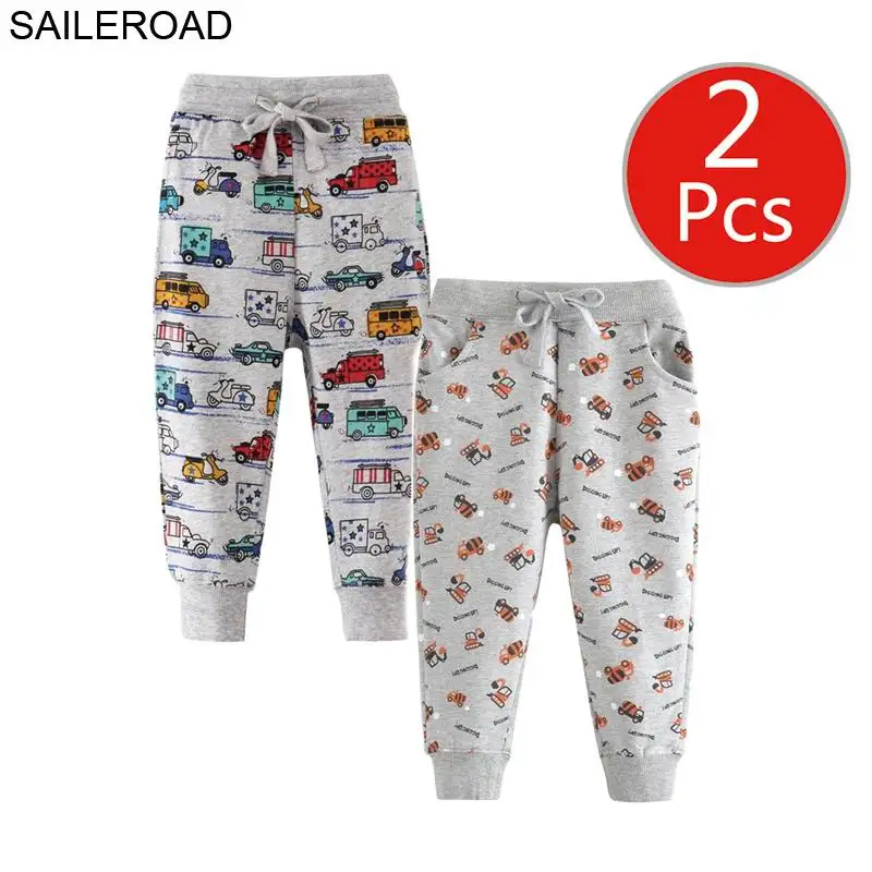 SAILEROAD 2 шт. Детские спортивные штаны Детские повседневные спортивные брюки Автомобиль Автомобиль Детские брюки Брюки для мальчиков Полные брюки Детские брюки