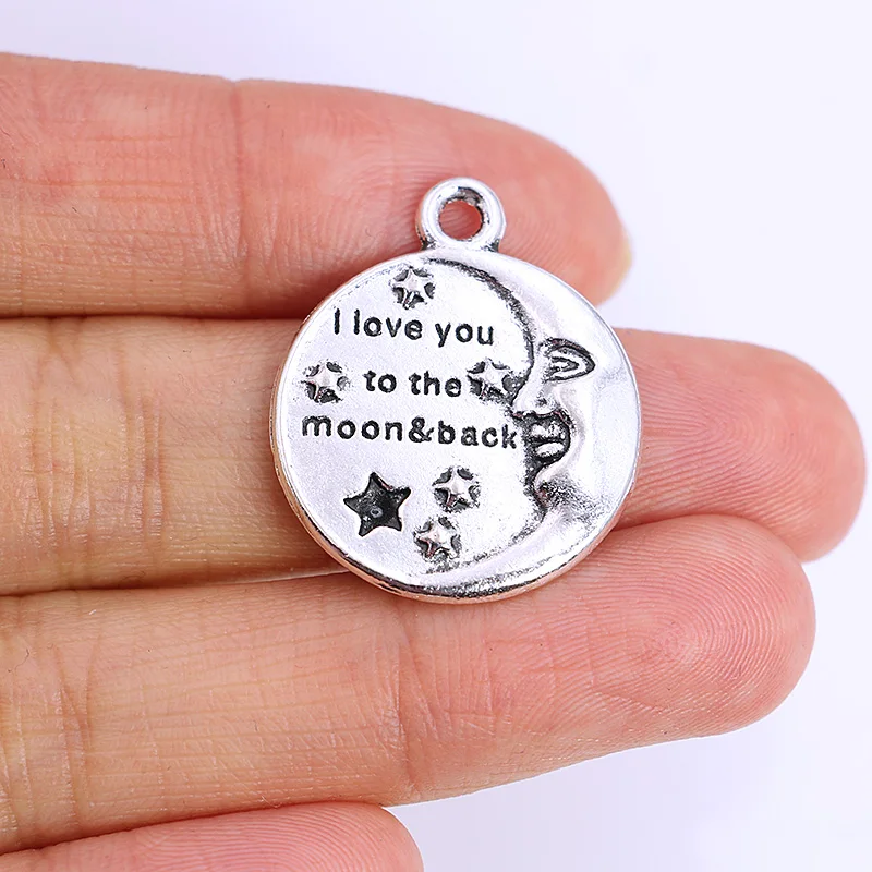Тибетские посеребренные Подвески с надписью I Love You to the Moon and Back для ожерелья