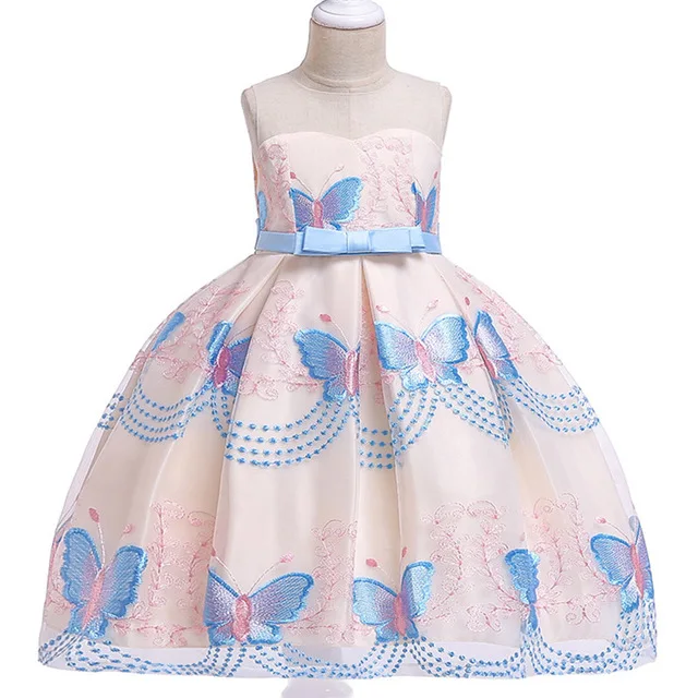 Платье принцессы с вышивкой бабочки для девочек платье свадьбы Вечерние