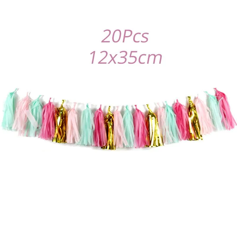 1set tassel Вечерние принадлежности в виде единорога для детей на первый день рождения, бумажные стаканчики и тарелки, скатерть, салфетка, баннер, топпер для торта, вечерние принадлежности для детского душа - Цвет: 1set tassel
