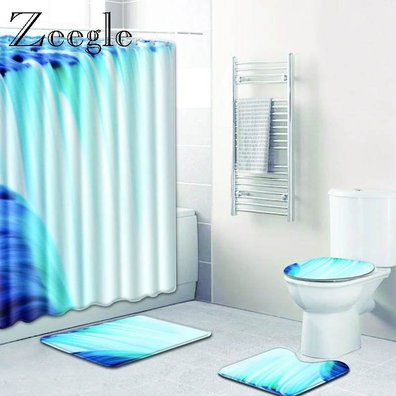 Zeegle 4 шт. пенный коврик с эффектом памяти для ванной комнаты занавеска душа