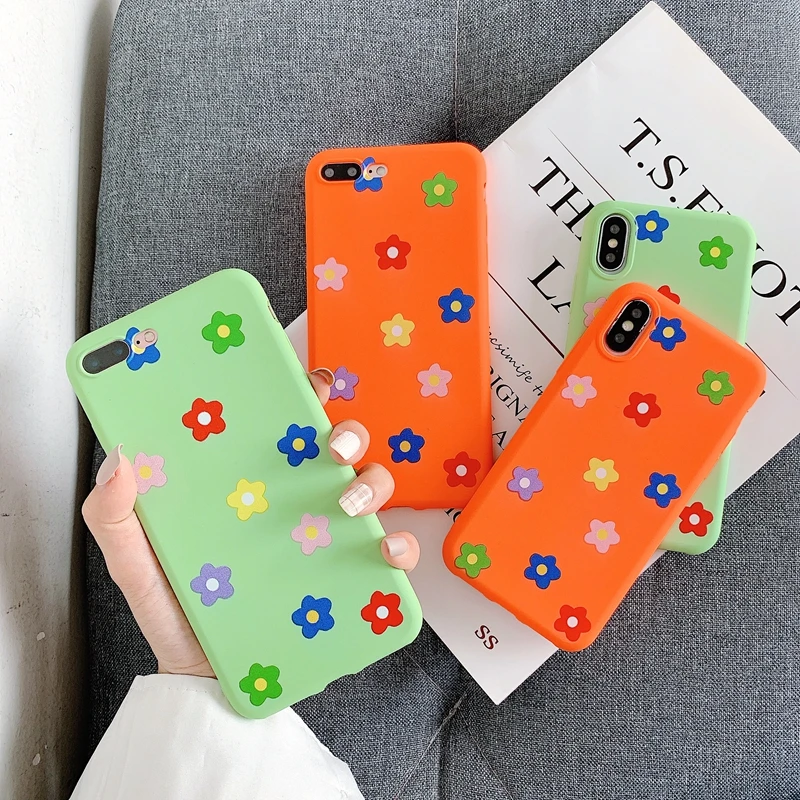 For Samsung Galaxy S10 Plus Case Cute Matcha green Orange Floral Patterned Cover Soft Silicone Matte Cases |