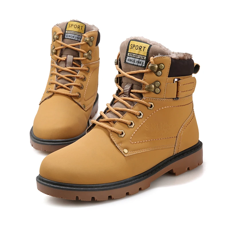 JKPUDUN Winter Mens Fur Army Military Boots Leather Shoes Italian Fashion Designer Hunting Man Botas Hombre Plus Size Bot | Обувь