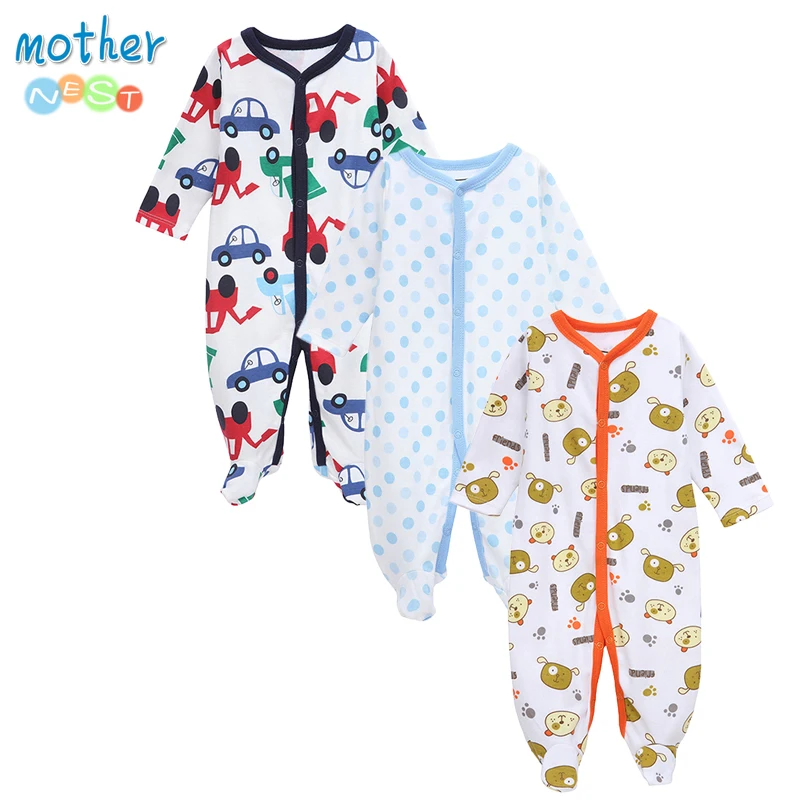 Mother nest 3PCS/LOT Baby Clothes Newborn Girls Boys Rompers Toddler Cotton Infant Winter Jumpsuit Kids Coveralls Soft Clothing |