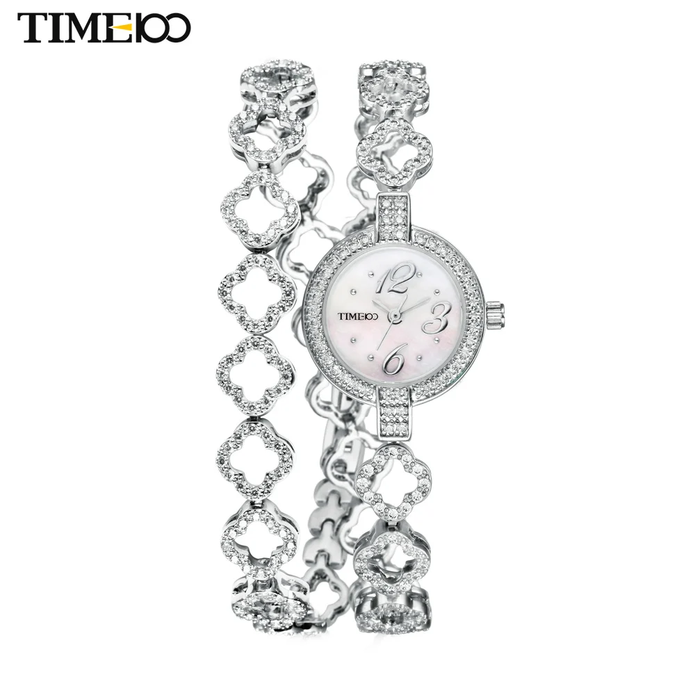 

New TIME100 Women's Quartz Watches Free Bracelet Round Dial Diamond Jewelry Alloy Strap Ladies Bracelet Watches Reloj Mujer