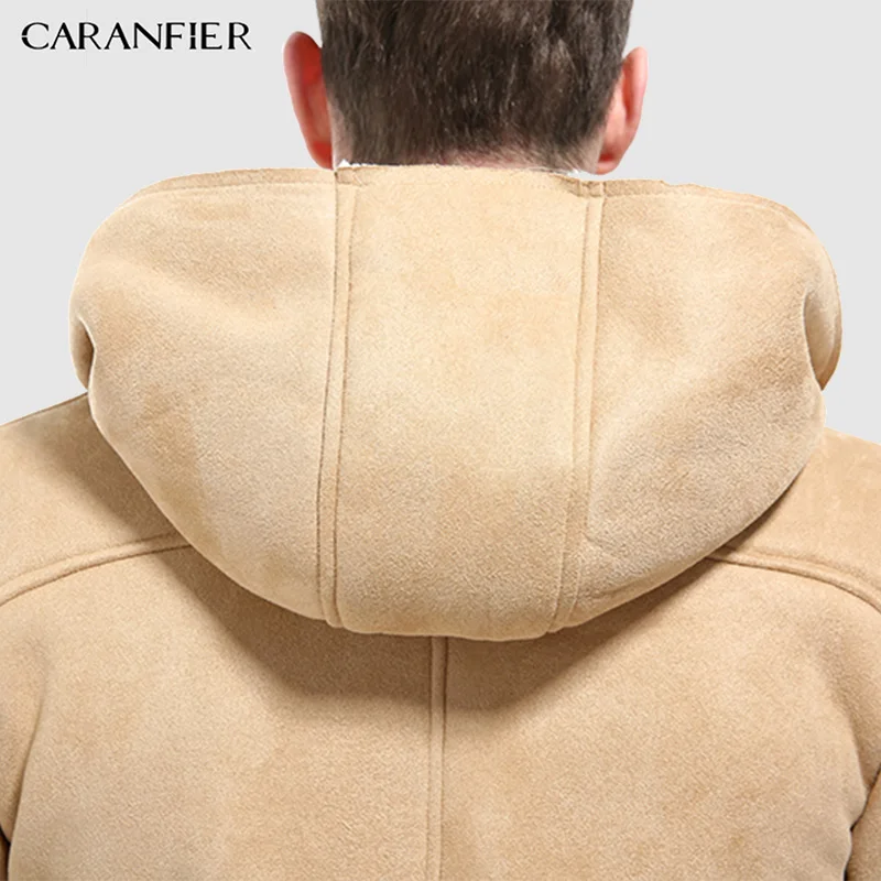 CARANFIER осенние пальто Зимние флисовые С Капюшоном Модные приталенные повседневные куртки для мужчин пальто мужской пиджак верхняя одежда брендовая одежда