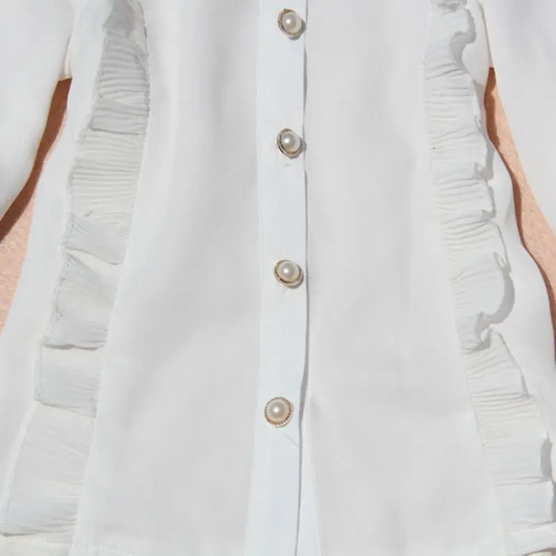 2017 блузка для девочек подростков 2 15 лет Осенние шифоновые школьные топы с