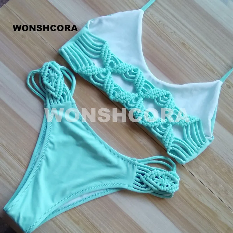 WONSHCORA 2017 новинка ручная работа сексуальный женский комплект бикини низкая талия