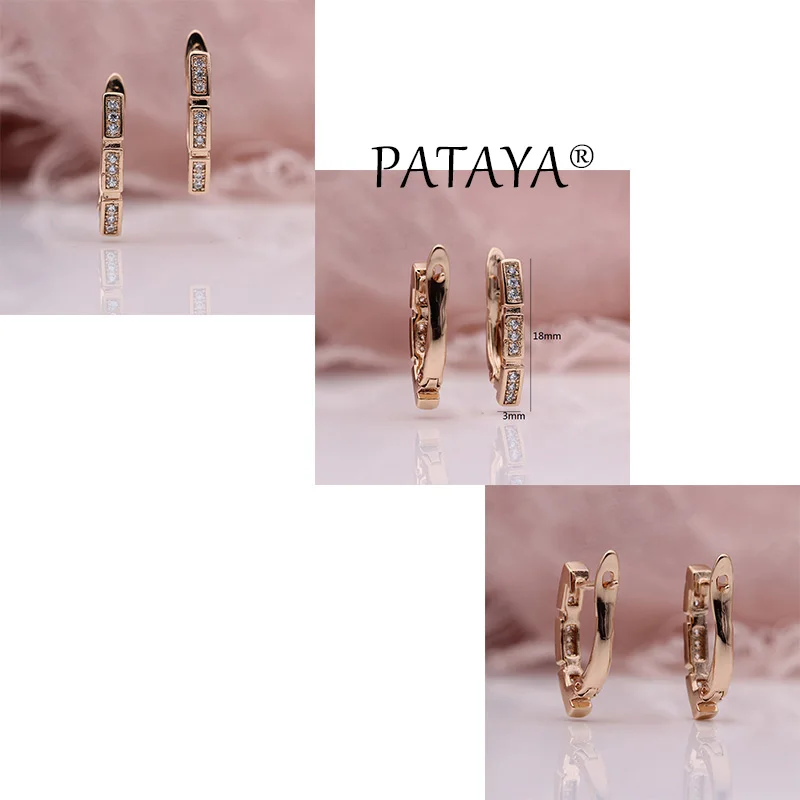 PATAYA, новые Изящные Простые подарочные серьги для женщин, модные полые милые ювелирные изделия, 585 розовое золото, круглые свисающие серьги с натуральным цирконием, 6 стилей