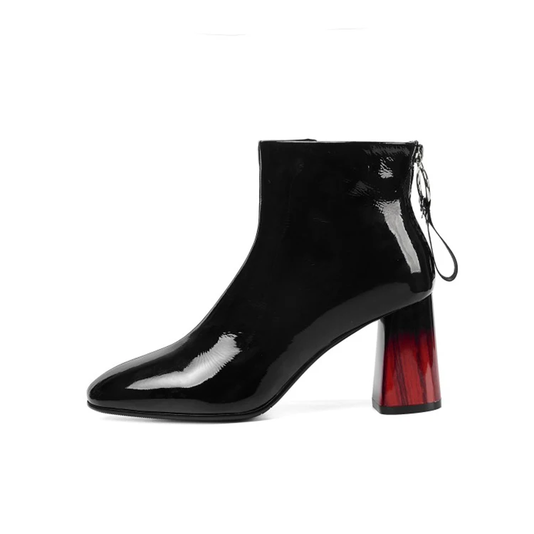 MLJUESE/женские мягкие ботильоны из коровьей кожи цвета красного вина с квадратным