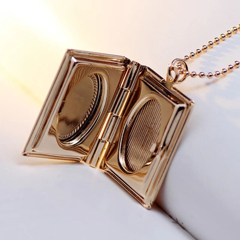Кулон медальон в стиле панк ожерелье фоторамка Золотая подвеска цинк подарки |