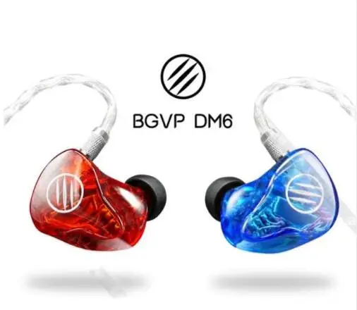 blue red CP BGVP DM6 индивидуальный наушник Audiophile HiFi Водонепроницаемый наушники капельки наушники-вкладыши 5BA наушники кабель MMCX IEM - Цвет: blue red CP