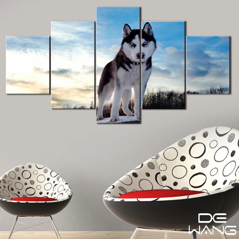 5 шт. Холст животных печати масляной живописи плакат животного современные