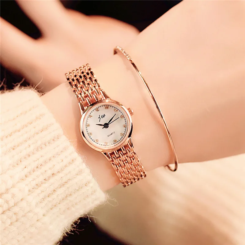 JW-relojes de marca de lujo para mujer, pulsera de acero inoxidable Simple, reloj de cuarzo, relojes de pulsera de vestir informales a la moda, 2018