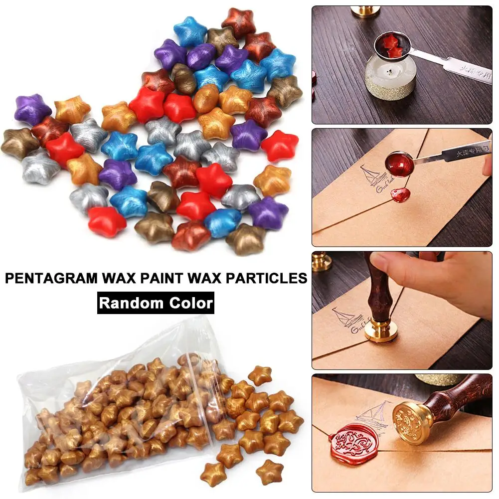 100pcs Five-point Star Vintage Wax Paint Sealing Granule DIY Gift Box Sealing Wax Envelope Greeting Card Pentagram Wax Paint