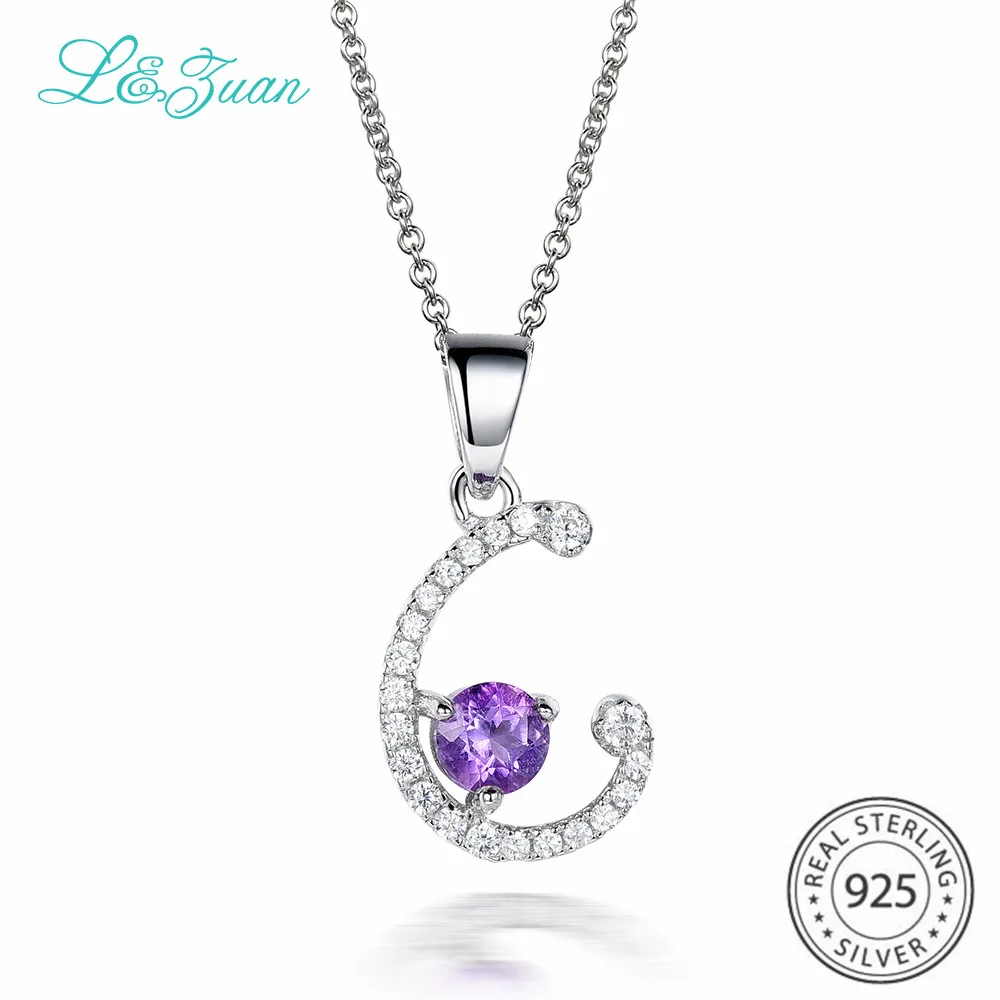L&ampzuan 100% 925 Sterling Silver Letter C Pendant for Woman 0.74ct Gemstones Charm Pendants Necklace Fine Jewelry Chains | Украшения и