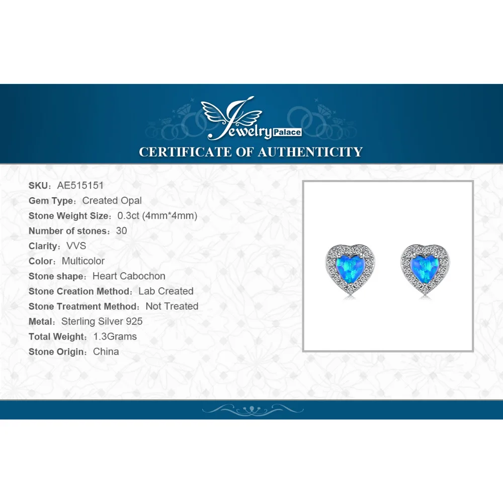 JewelryPalace сердце кабошон создан черный опал серьги Аутентичные 100% 925 пробы