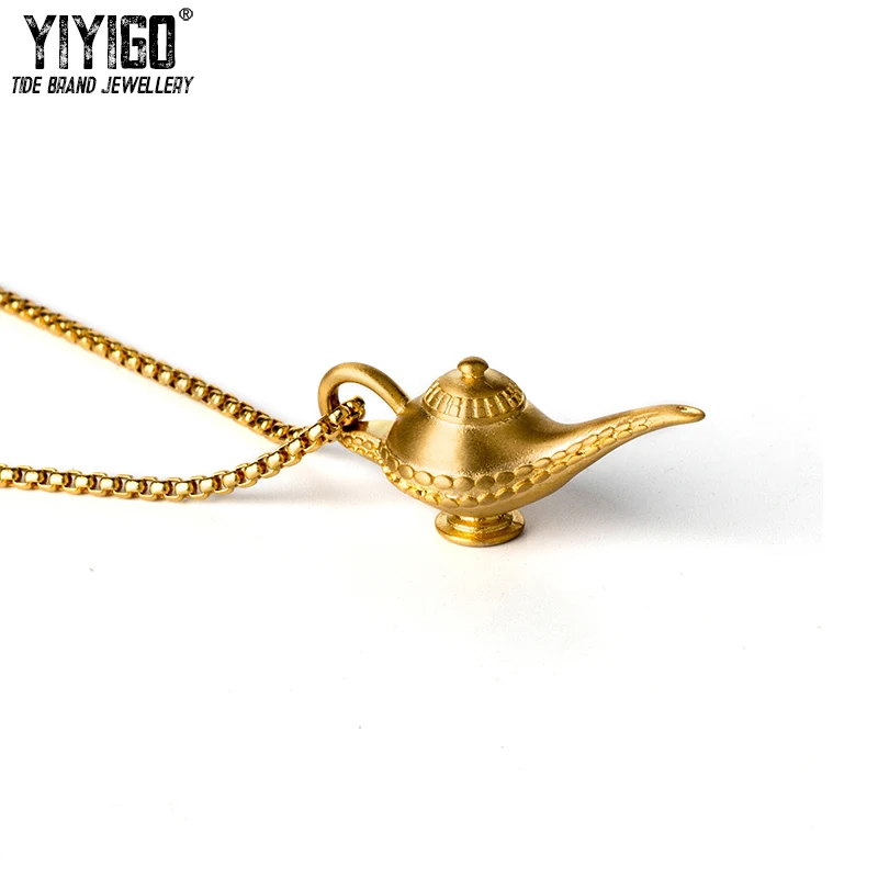 Волшебная Лампа Алладина из титановой стали ожерелья с кулоном скандинавский