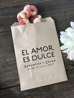 customize print el amore es dolce wedding popcorn candy buffet cookie desserts treat bags coffee honey tea gift favors pouches