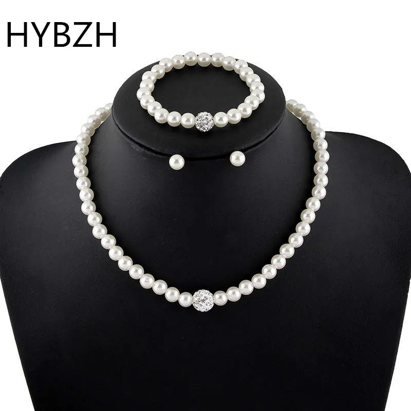 HYB имитация жемчуга Наборы свадебных ювелирных изделий Серебро Цвет Свадебные