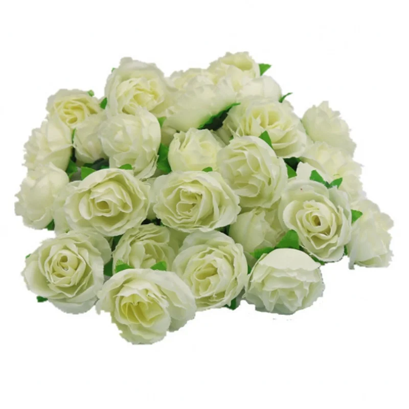 50pcs 3cm Artificial Flowers Silk Flower Roses Small Tea Bud Flowers Hand Made Diy Head Garlands For Wedding Home Decoration