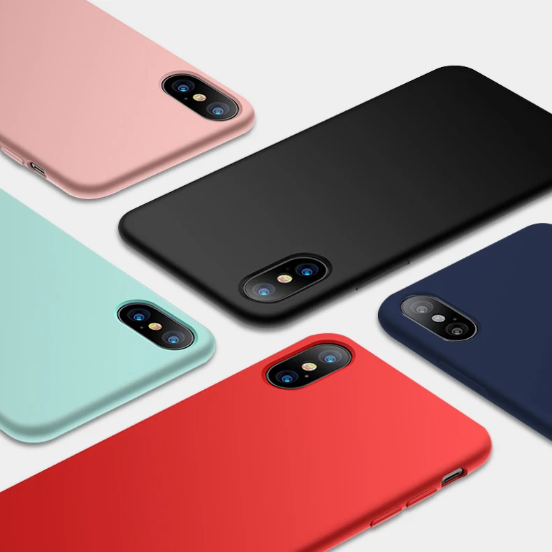 Jisoncase для iphone X Xs Max XR простой чехол для телефона тонкий матовый Жесткий Силиконовые обложка Карамельный цвет для iphone чехол логотип