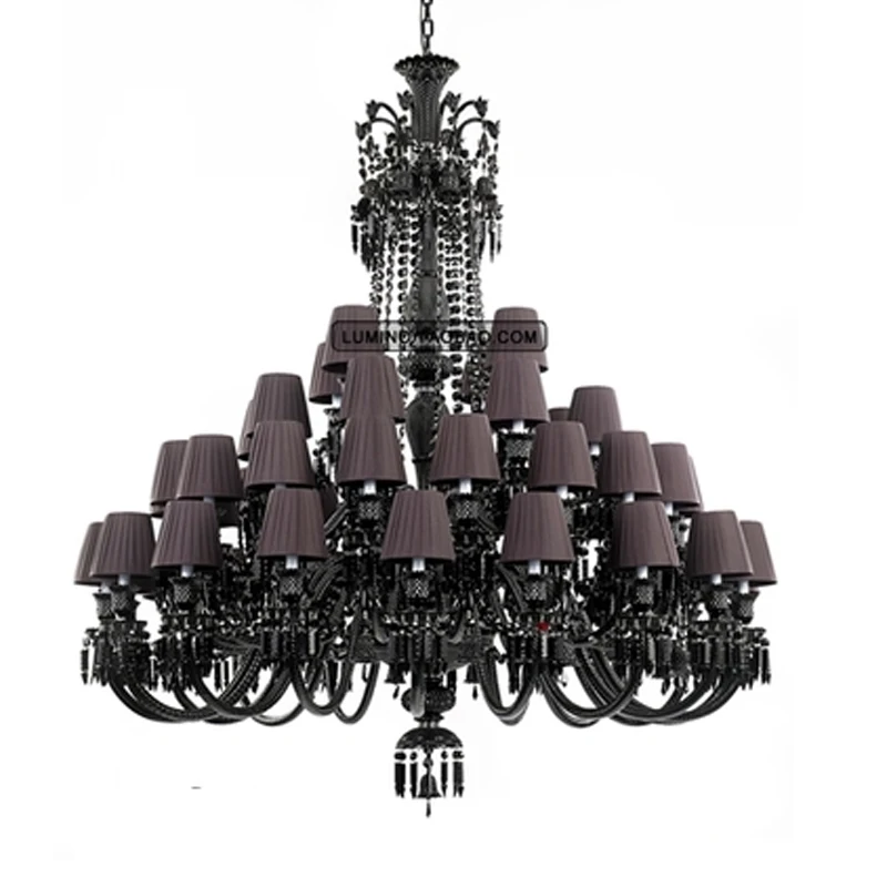 Ретро большая черная люстра led lustre подвесной светильник для гостиной отеля зала