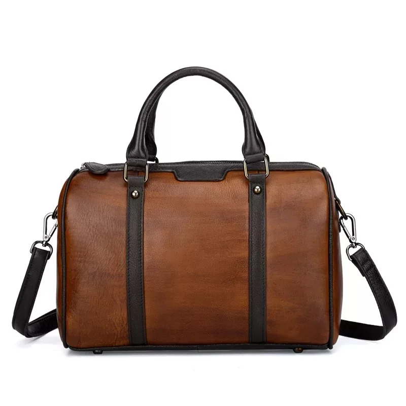 Брендовая мужская кожаная дорожная сумка из натуральной кожи винтажная